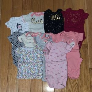 Assortment of 10 newborn size short sleeve shirts